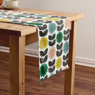 Chemin De Table Moyen  Mid-Century Modern Colored Retro Groovy Flowers 