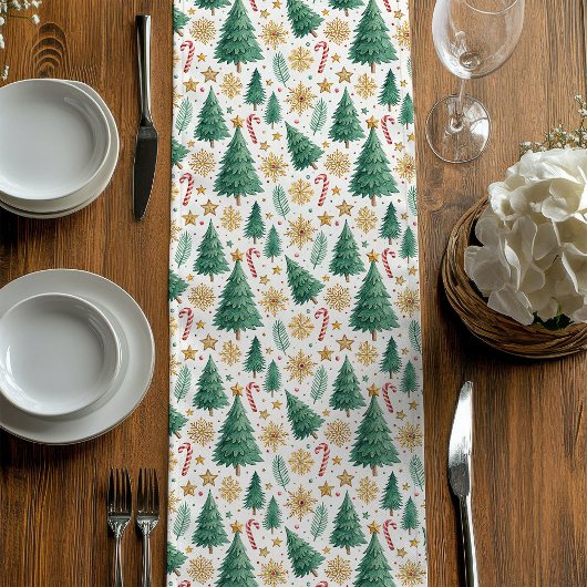 Chemin De Table Moyen Modern Christmas Trees Table Runner for Holidays