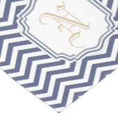 Chemin De Table Moyen Monogramme Chevron Marine Navy (Coin)
