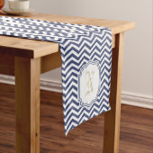Chemin De Table Moyen Monogramme Chevron Marine Navy (In Situ)