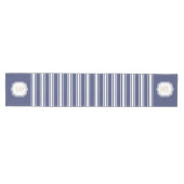 Chemin De Table Moyen Monogrammé Double Rayé | Bleu Nuit (Horizontal)
