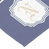 Chemin De Table Moyen Monogrammé Double Rayé | Bleu Nuit (Coin)