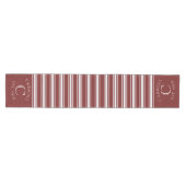 Chemin De Table Moyen Monogrammed Double Striped | Cranberry (Horizontal)