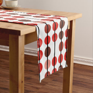 Chemin De Table Moyen Motif à pois et rayures rouge et marron