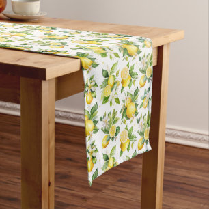 Chemin De Table Moyen Motif citron, Fleurs de citron, Feuilles, Citrus