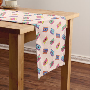 Chemin De Table Moyen Motif de bande audio Retro Neon