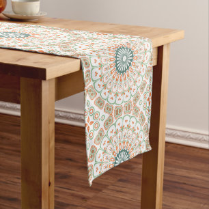 Chemin De Table Moyen Motif de mandala moderne orange et vert