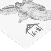 Chemin De Table Moyen Motif de Noël & Ange avec Bethléem en blanc (Coin)