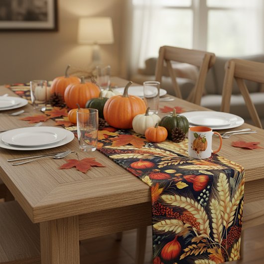 Chemin De Table Moyen Motif de récolte d'automne