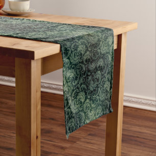 Chemin De Table Moyen Motif floral damassé vert élégant vintage