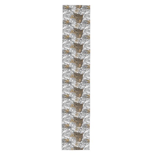 Chemin De Table Moyen Motif Leopard & Peonies (Devant)