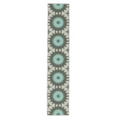 Chemin De Table Moyen Motif Mandala géométrique turquoise et vert (Devant)