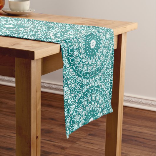 Chemin De Table Moyen Motif Mandala Sarcelle Gras (In Situ)