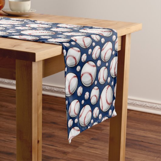 Chemin De Table Moyen Motif sportif de baseball (In Situ)