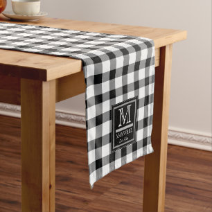 Chemin De Table Moyen Moyenne Rustic Buffalo Checks Monogramme Nom Anné