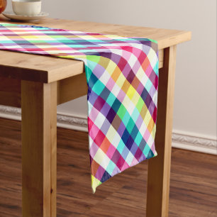 Chemin De Table Moyen Moyenne Table Moyenne Motif Plaid Rainbow Funky