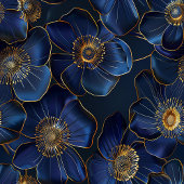 Chemin De Table Moyen Navy Gold Table Runner Modern Floral Custom Name