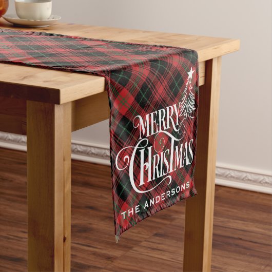 Chemin De Table Moyen Noir Rouge Ferme Noël Tartan Plaid Custom (In Situ)