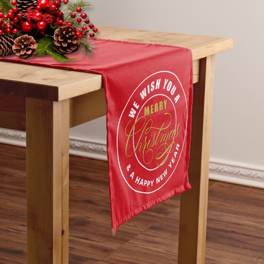 Chemin De Table Moyen Nous vous souhaitons un joyeux Noël rouge