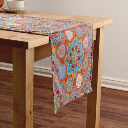 Chemin De Table Moyen Octo plus brillant arabesque mauresque style rouge (In Situ)