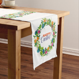 Chemin De Table Moyen Oeufs De Pâques Colorés Guirlande Et Grandes