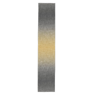Chemin De Table Moyen Ombre jaune gris moderne Crosshatch abstrait