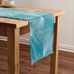 Chemin De Table Moyen Opal Turquoise blanc