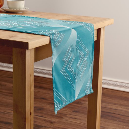 Chemin De Table Moyen Opal Turquoise blanc (In Situ)