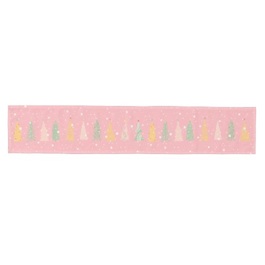 Chemin De Table Moyen Pastel Pink Christmas Tree Table Runner (Horizontal)