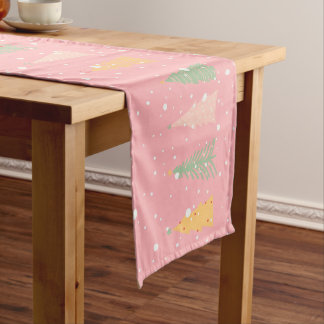 Chemin De Table Moyen Pastel Pink Christmas Tree Table Runner