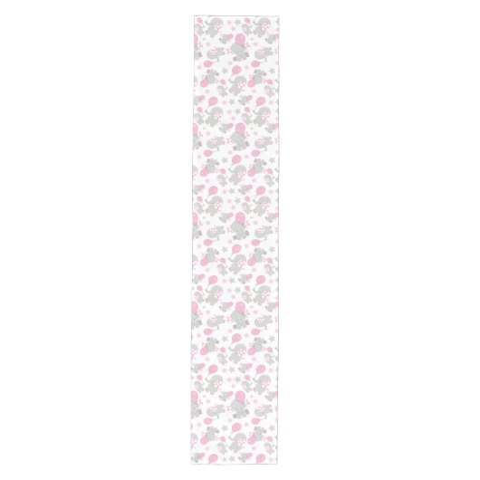 Chemin De Table Moyen Pattern of Elephants, Cute Elephants - Pink Gray (Devant)