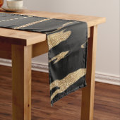 Chemin De Table Moyen Peinture Abstraite en marbre noir or (In Situ)