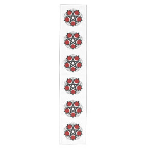 Chemin De Table Moyen Pentagramme aux roses rouges
