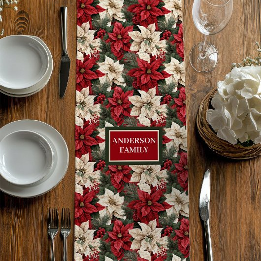 Chemin De Table Moyen Personalized Poinsettia Runner Chic Holiday Table