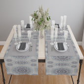 Chemin De Table Moyen Petit floral blanc tombé à la campagne