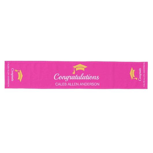 Chemin De Table Moyen Pink Graduation Cap Runner (Horizontal)