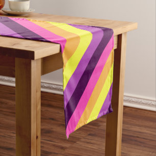 Chemin De Table Moyen Pink Purple Retro Stripes Moyenne Table Runer