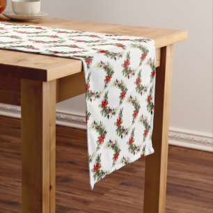 Chemin De Table Moyen Poinsettias et Noël Holly