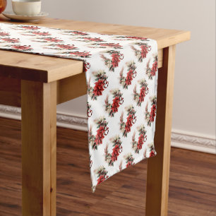 Chemin De Table Moyen Poinsettias et Noël Holly