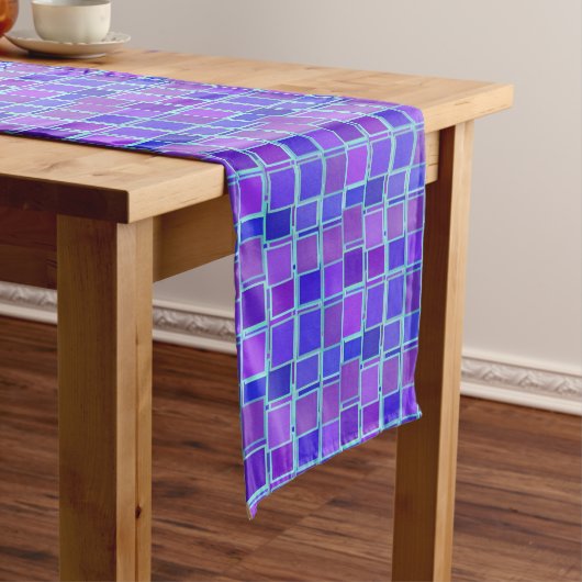 Chemin De Table Moyen Purple Mosaic Squares Tile Pattern (In Situ)