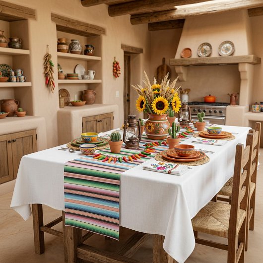 Chemin De Table Moyen Rayures pastel serape