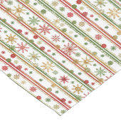 Chemin De Table Moyen Red Gold Green Snowflakes et Stripes (Coin)