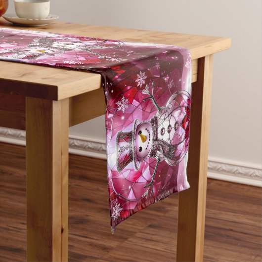 Chemin De Table Moyen Red Snowman Snowflakes Holiday Table Runner (In Situ)