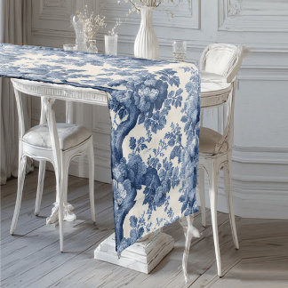 Chemin De Table Moyen Romantic Powder French Blue Toile Vintage Floral