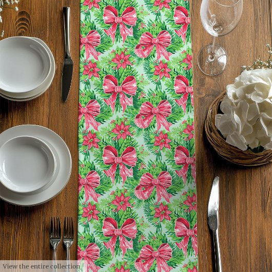 Chemin De Table Moyen Runner de Noël magenta vert enjoué et pré-chic
