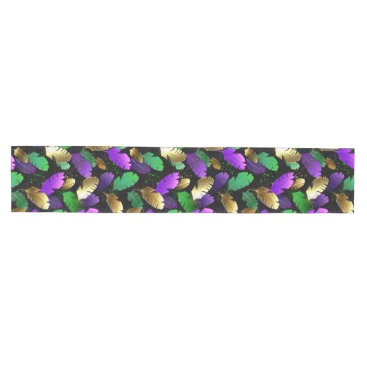 Chemin De Table Moyen Seamless Pattern with Mardi Gras feathers (Horizontal)