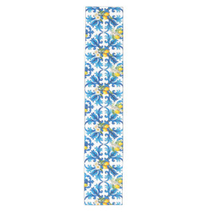 Chemin De Table Moyen sicilien, été, citron, mosaïque, bleu,