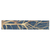 Chemin De Table Moyen Silhouette Arbre d'Or moderne Design bleu minimal (Horizontal)