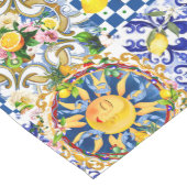 Chemin De Table Moyen soleil sicilien, citron, carreaux méditerranéens, (Coin)