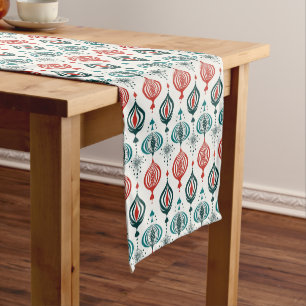 Chemin De Table Moyen Style Rétro Bleu Turquoise Rouge Vacances Ornement